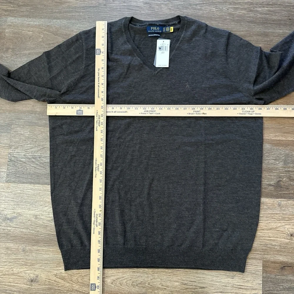 NWT Polo Ralph Lauren Washable Merino Wool‎ V Neck Sweater Men's Sz 2XLT Brown